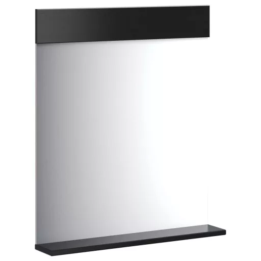 BERG fekete tömör fa fürdőszobatükör polccal 60 x 12 x 70 cm