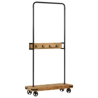   Tömör mangófa és vas ruhaállvány kerekekkel 90 x 35 x 190 cm