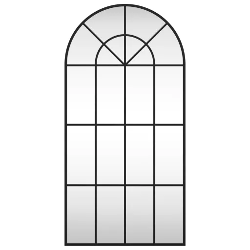 Fekete ívelt vas fali tükör 50 x 100 cm