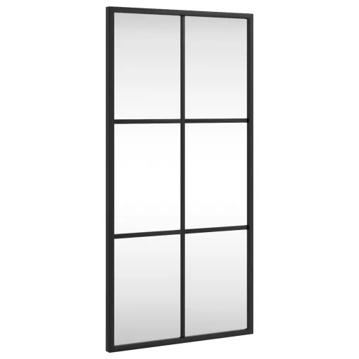 Fekete téglalap alakú vas fali tükör 30 x 60 cm