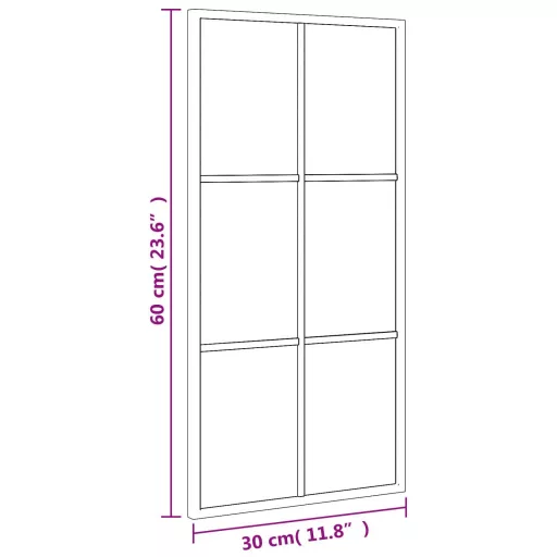 Fekete téglalap alakú vas fali tükör 30 x 60 cm