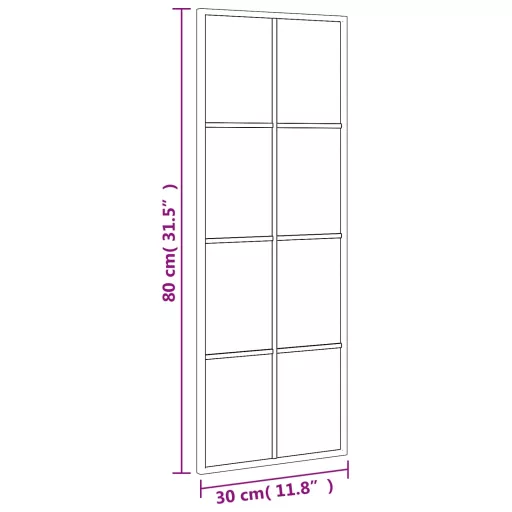 Fekete téglalap alakú vas fali tükör 30 x 80 cm
