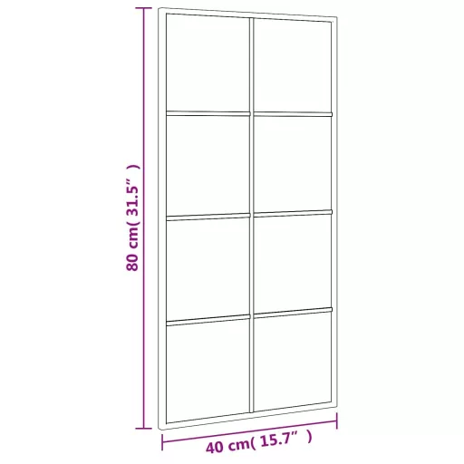 Fekete téglalap alakú vas fali tükör 40 x 80 cm