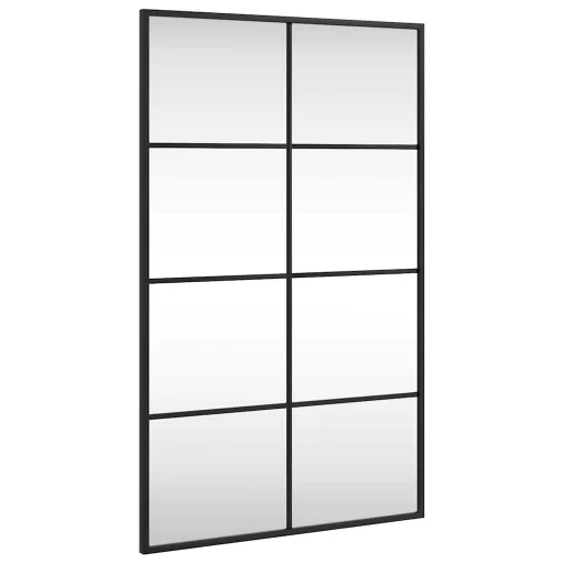 Fekete téglalap alakú vas fali tükör 50 x 80 cm