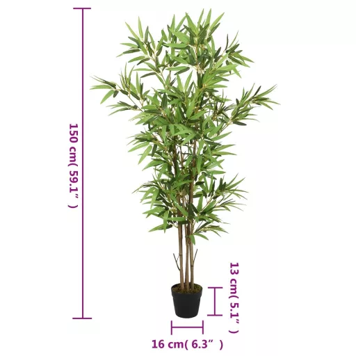 Zöld mű bambuszfa 828 levéllel 150 cm