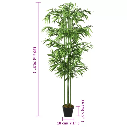 Zöld mű bambuszfa 864 levéllel 180 cm