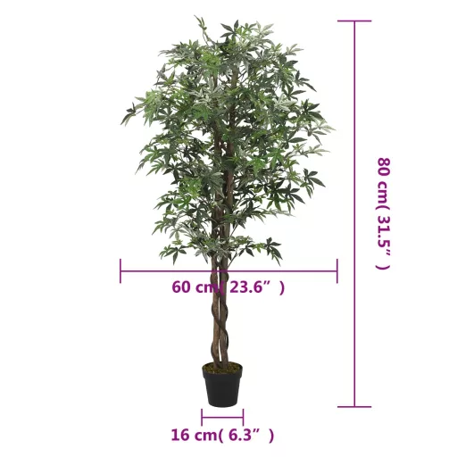 Zöld mű juharfa 224 levéllel 80 cm