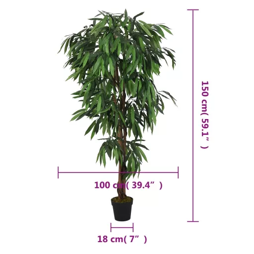 Zöld mű mangófa 600 levéllel 150 cm