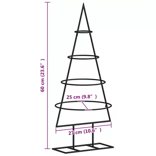 Fekete fém karácsonyfa dekorációhoz 60 cm