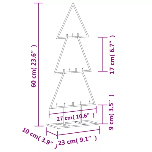Fekete fém karácsonyfa dekorációhoz 60 cm