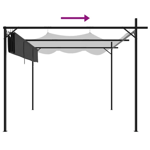 Antracitszürke pergola behúzható tetővel 295 x 292 x 230 cm