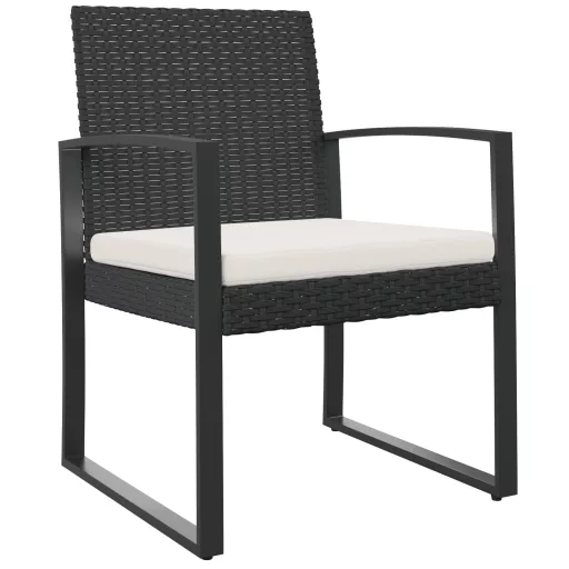 2 db fekete polyrattan kerti étkezőszék