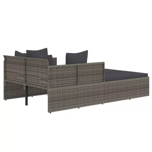 Szürke polyrattan napozóágy párnával 182 x 118 x 63 cm