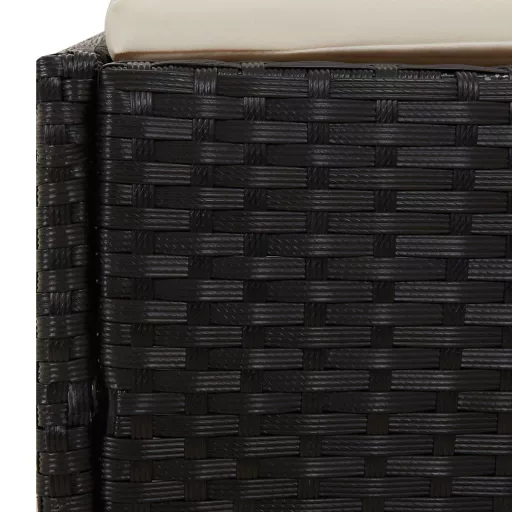 Fekete polyrattan napágy összecsukható tetővel 200x114x128 cm