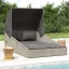 Szürke polyrattan napágy összecsukható tetővel 200x114x128 cm