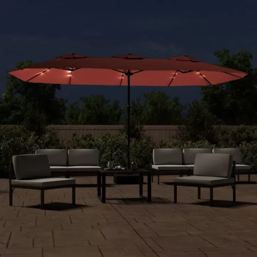 Terrakotta dupla tetős LED-es napernyő 449x265 cm