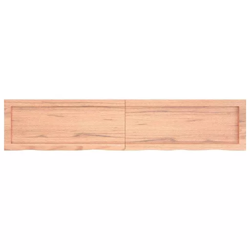 Világosbarna kezelt tömör tölgyfa fali polc 140 x 30 x (2-4) cm