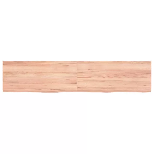 Világosbarna kezelt tömör tölgyfa fali polc 140 x 30 x (2-4) cm