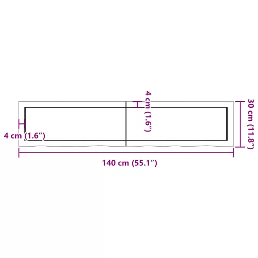 Világosbarna kezelt tömör tölgyfa fali polc 140 x 30 x (2-4) cm