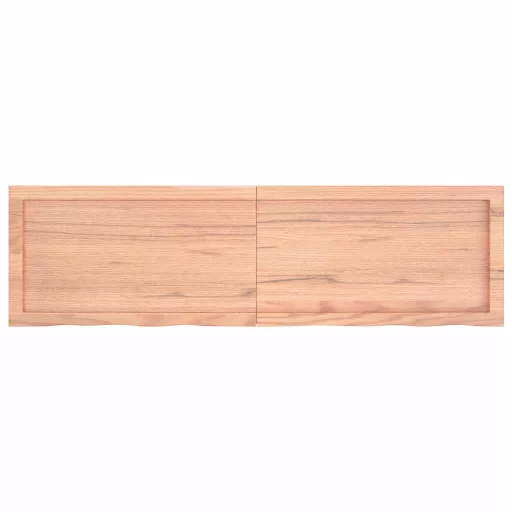 Világosbarna kezelt tömör tölgyfa fali polc 140 x 40 x (2-4) cm
