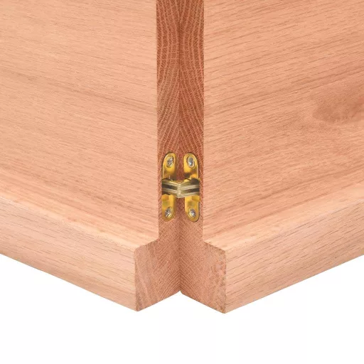 Világosbarna kezelt tömör tölgyfa fali polc 140 x 40 x (2-4) cm