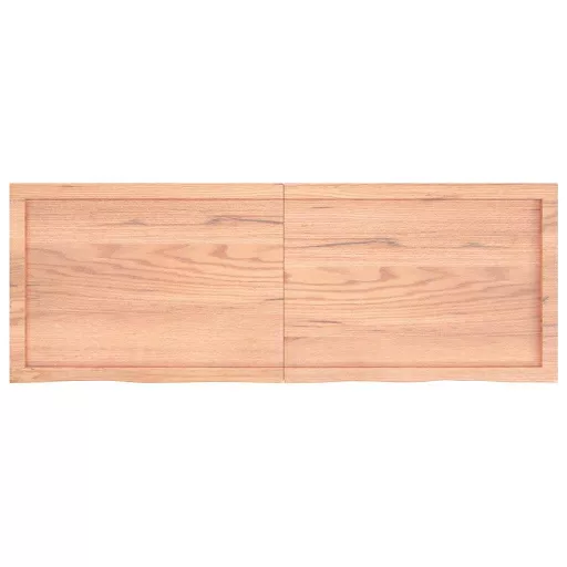 Világosbarna kezelt tömör tölgyfa fali polc 140 x 50 x (2-6) cm