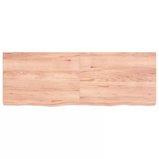 Világosbarna kezelt tömör tölgyfa fali polc 140 x 50 x (2-6) cm