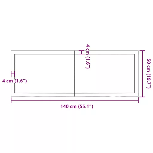 Világosbarna kezelt tömör tölgyfa fali polc 140 x 50 x (2-6) cm