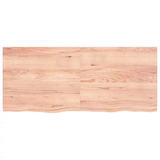 Világosbarna kezelt tömör tölgyfa fali polc 140 x 60 x (2-4) cm