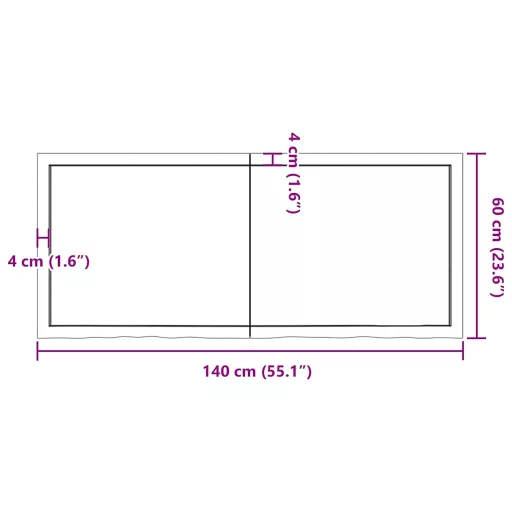 Világosbarna kezelt tömör tölgyfa fali polc 140 x 60 x (2-4) cm