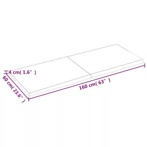 Világosbarna kezelt tömör tölgyfa fali polc 160 x 60 x (2-4) cm