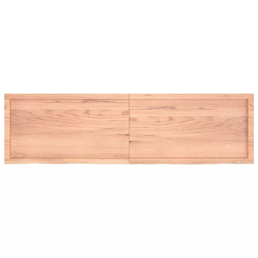 Világosbarna kezelt tömör tölgyfa fali polc 180 x 50 x (2-4) cm