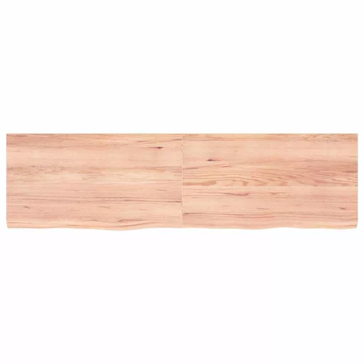Világosbarna kezelt tömör tölgyfa fali polc 180 x 50 x (2-4) cm
