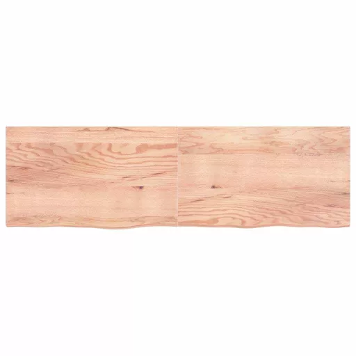 Világosbarna kezelt tömör tölgyfa fali polc 200 x 60 x (2-4) cm
