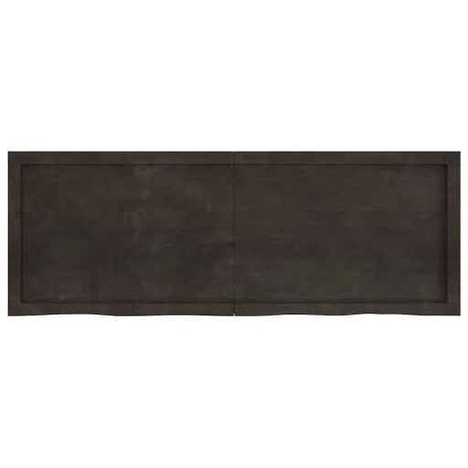 Sötétbarna kezelt tömör tölgyfa fali polc 140 x 50 x (2-4) cm