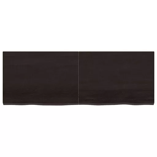 Sötétbarna kezelt tömör tölgyfa fali polc 140 x 50 x (2-4) cm