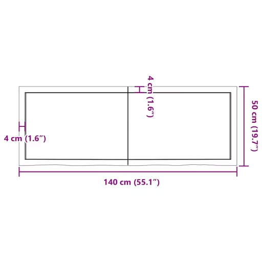 Sötétbarna kezelt tömör tölgyfa fali polc 140 x 50 x (2-4) cm