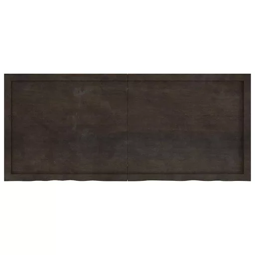 Sötétbarna kezelt tömör tölgyfa fali polc 140 x 60 x (2-6) cm
