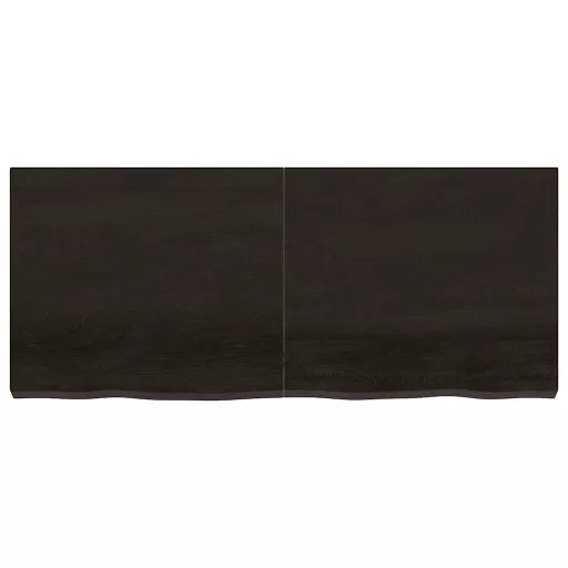 Sötétbarna kezelt tömör tölgyfa fali polc 140 x 60 x (2-6) cm