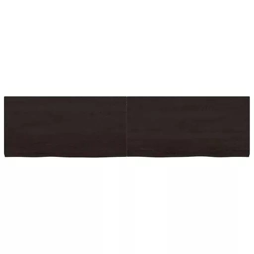 Sötétbarna kezelt tömör tölgyfa fali polc 160 x 40 x (2-4) cm