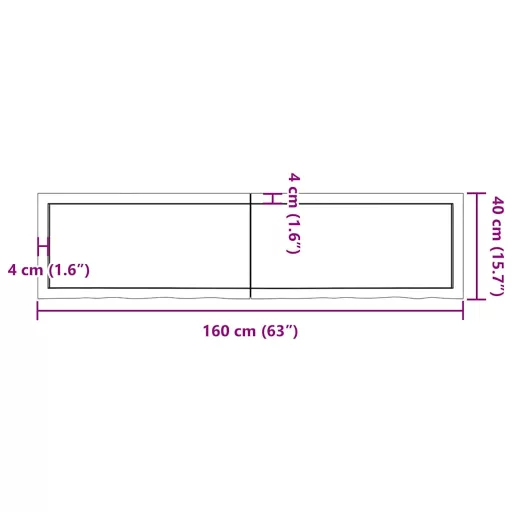 Sötétbarna kezelt tömör tölgyfa fali polc 160 x 40 x (2-4) cm