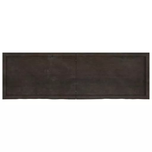 Sötétbarna kezelt tömör tölgyfa fali polc 160 x 50 x (2-4) cm