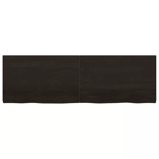 Sötétbarna kezelt tömör tölgyfa fali polc 160 x 50 x (2-4) cm