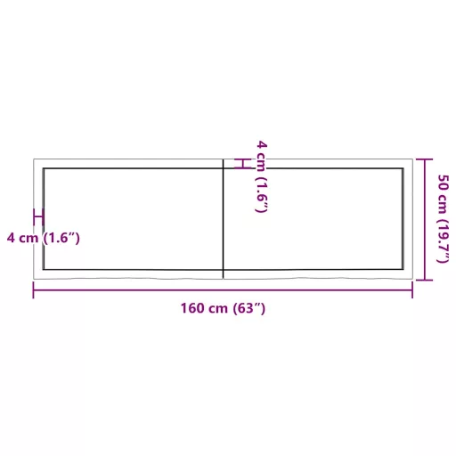 Sötétbarna kezelt tömör tölgyfa fali polc 160 x 50 x (2-4) cm