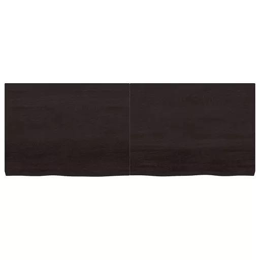 Sötétbarna kezelt tömör tölgyfa fali polc 160 x 60 x (2-6) cm