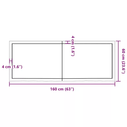 Sötétbarna kezelt tömör tölgyfa fali polc 160 x 60 x (2-6) cm
