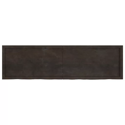 Sötétbarna kezelt tömör tölgyfa fali polc 180 x 50 x (2-6) cm