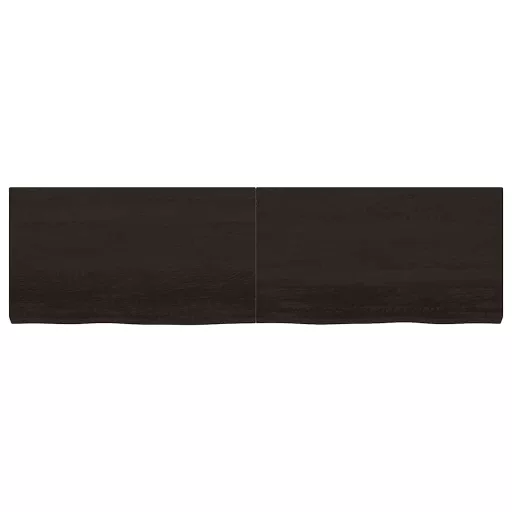 Sötétbarna kezelt tömör tölgyfa fali polc 180 x 50 x (2-6) cm