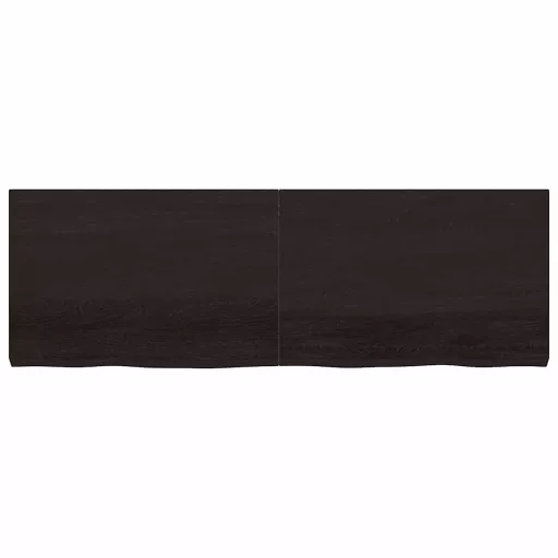 Sötétbarna kezelt tömör tölgyfa fali polc 180 x 60 x (2-6) cm
