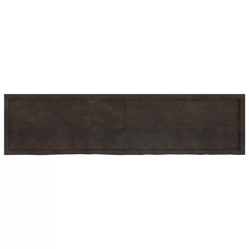 Sötétbarna kezelt tömör tölgyfa fali polc 200 x 50 x (2-4) cm
